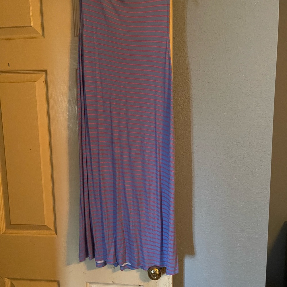 City Streets Blue and Pink Midi Skirt